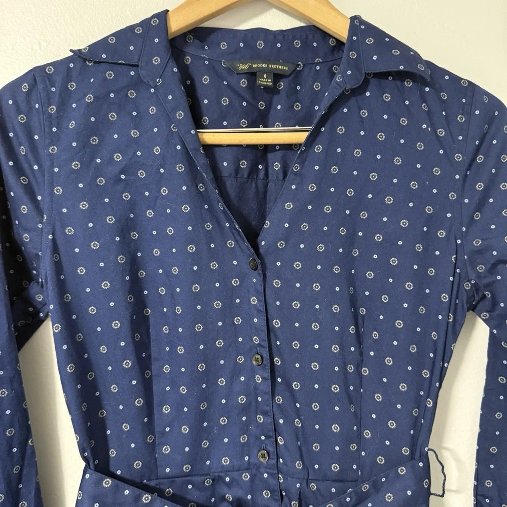 Brooks Brothers Navy Blue Patterned Dress - Picture 2 of 12